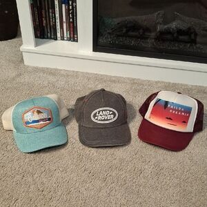 Trio of Stylish Caps Blue, Gray, Multicolor Land Rover Destination Trucker Hats